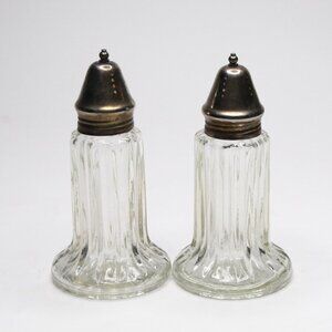 Silver and glass salt and pepper shakers